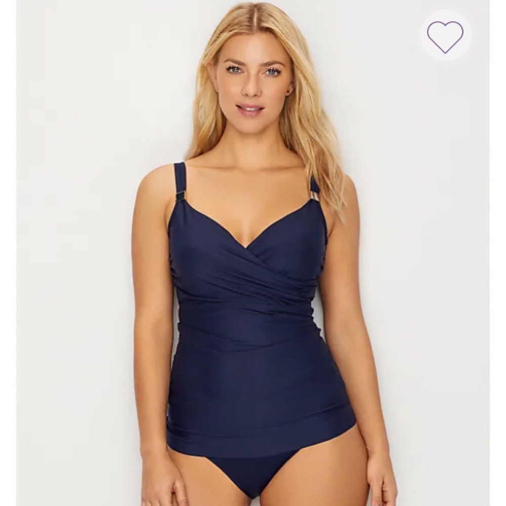 NEW Miraclesuit 38D Solid Surplice Tankini Top